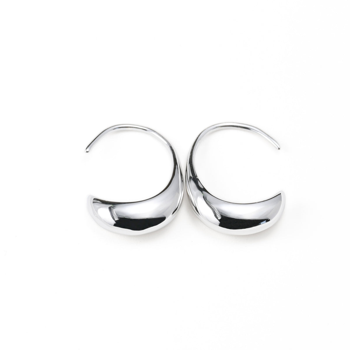 front view of silver hoop earrings