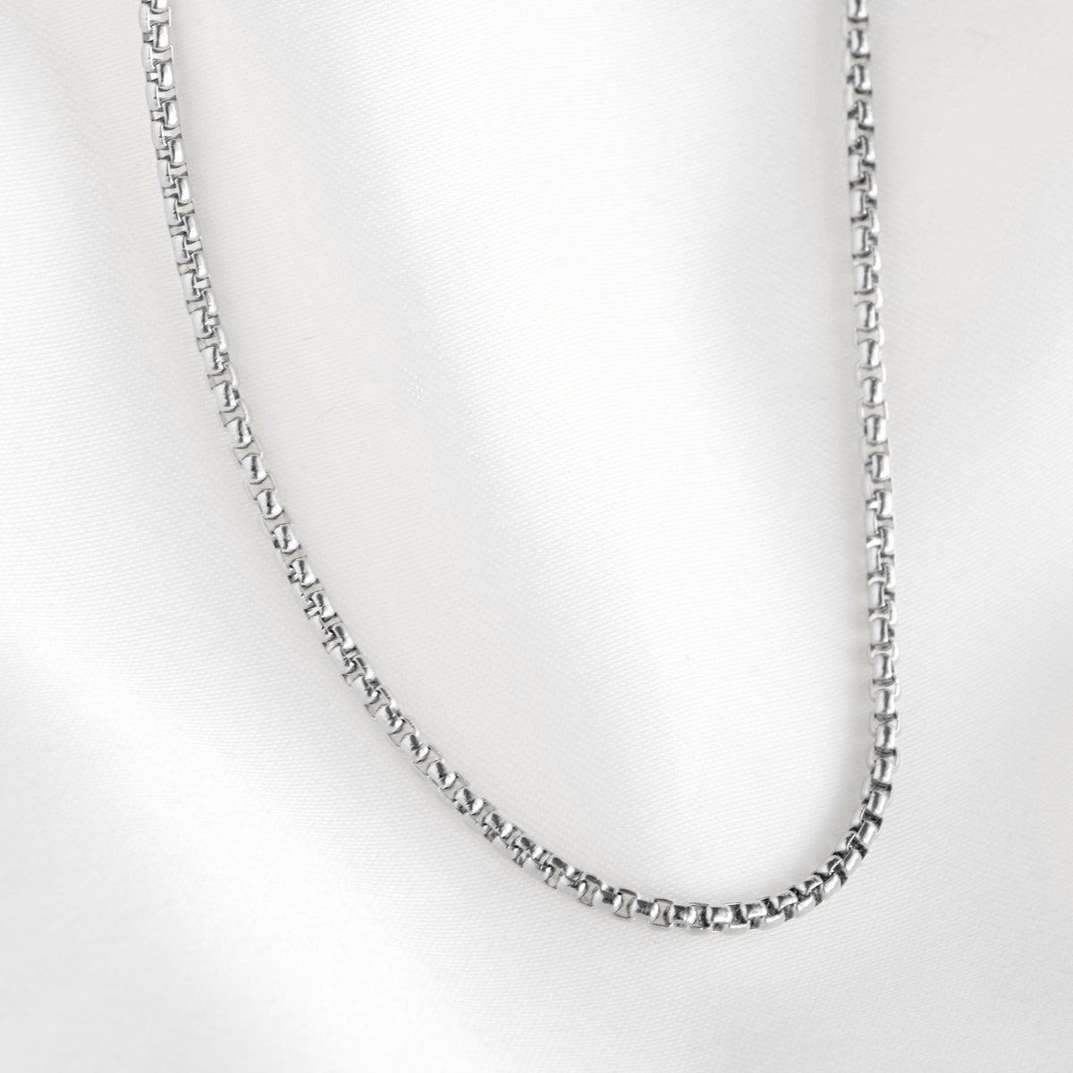Rounded Box Chain Necklace - Stainless Steel