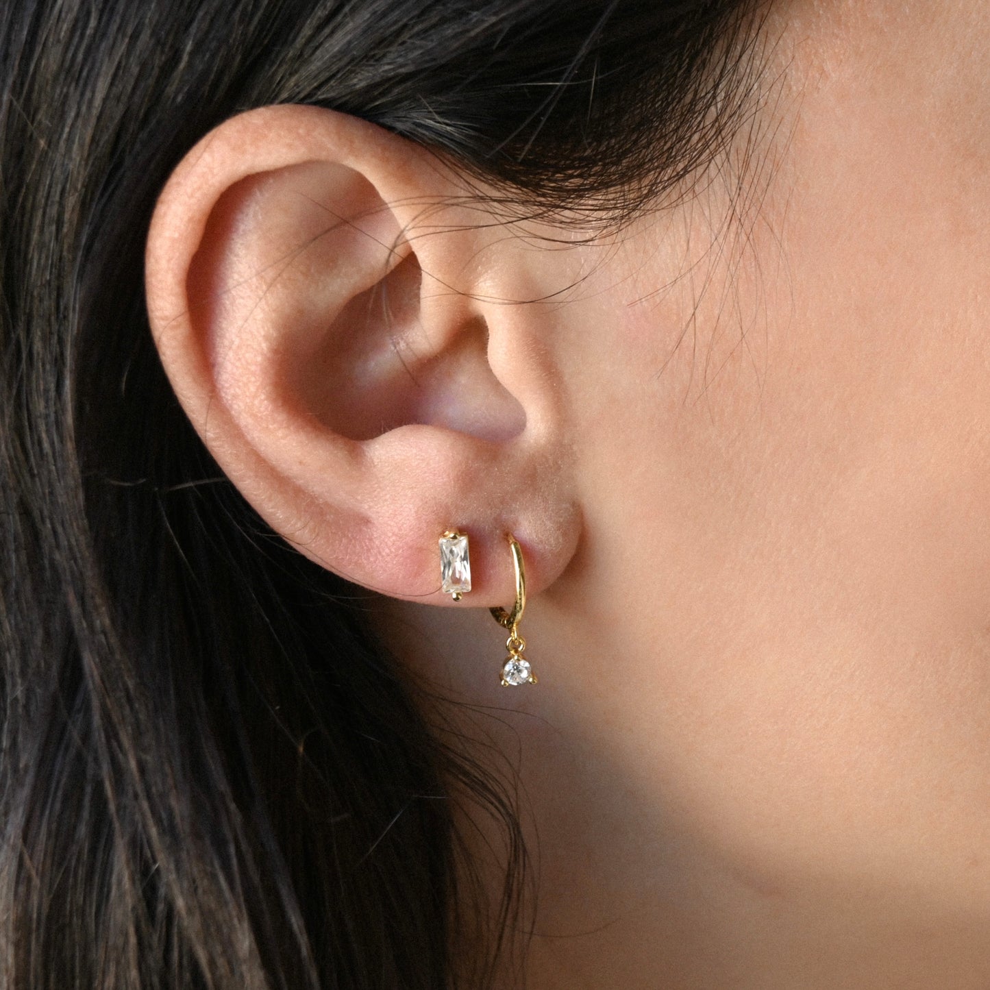 Silver CZ Drop Hoops