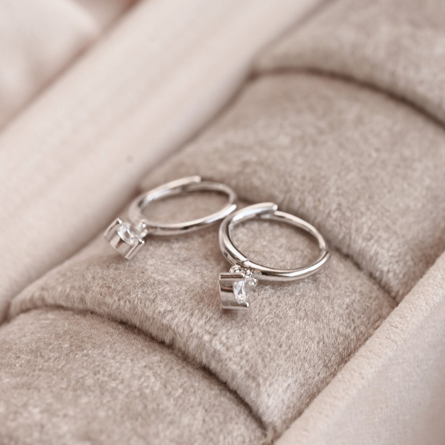 Silver CZ Drop Hoops