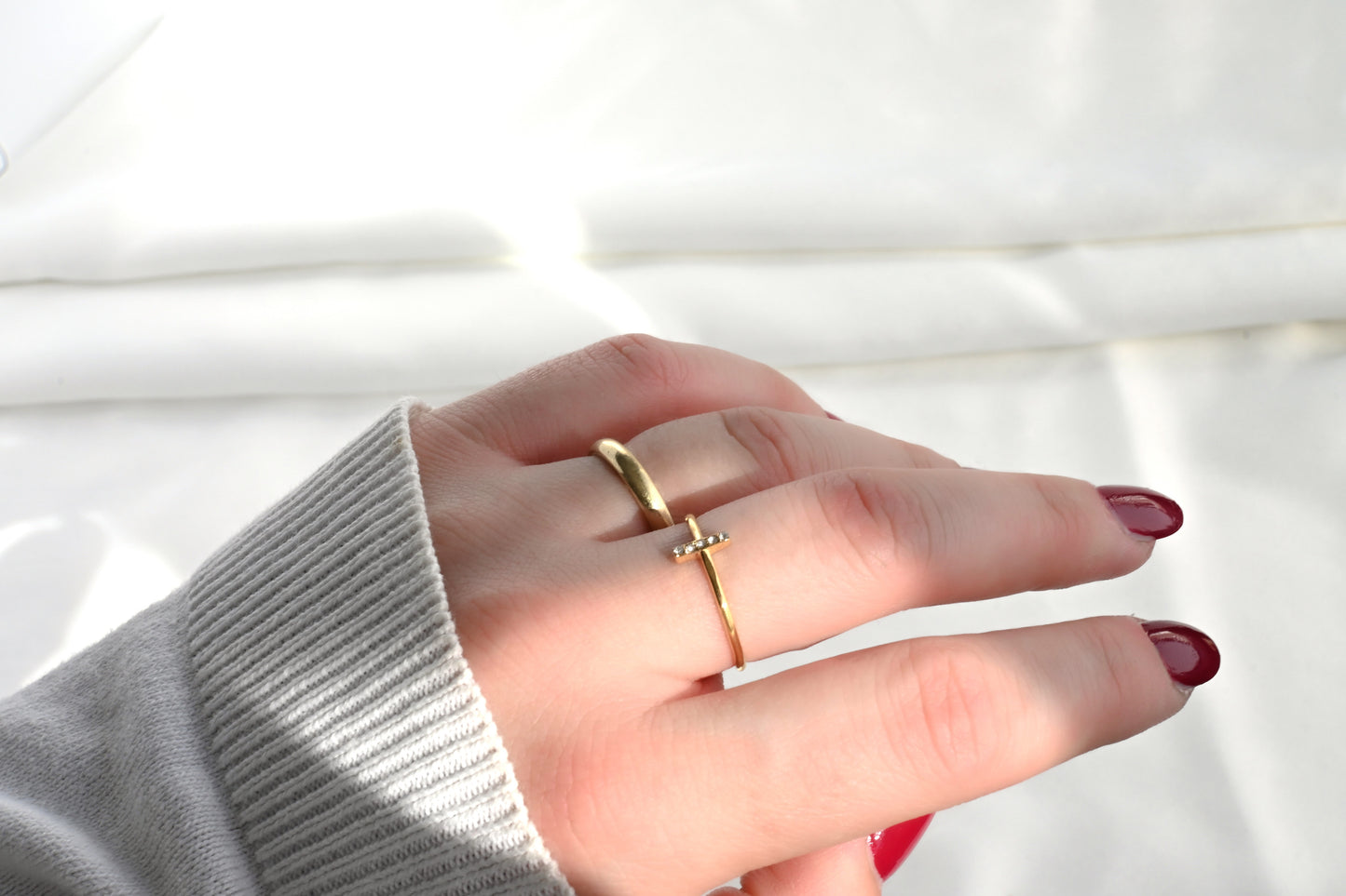 Diamond Bar Open Ring