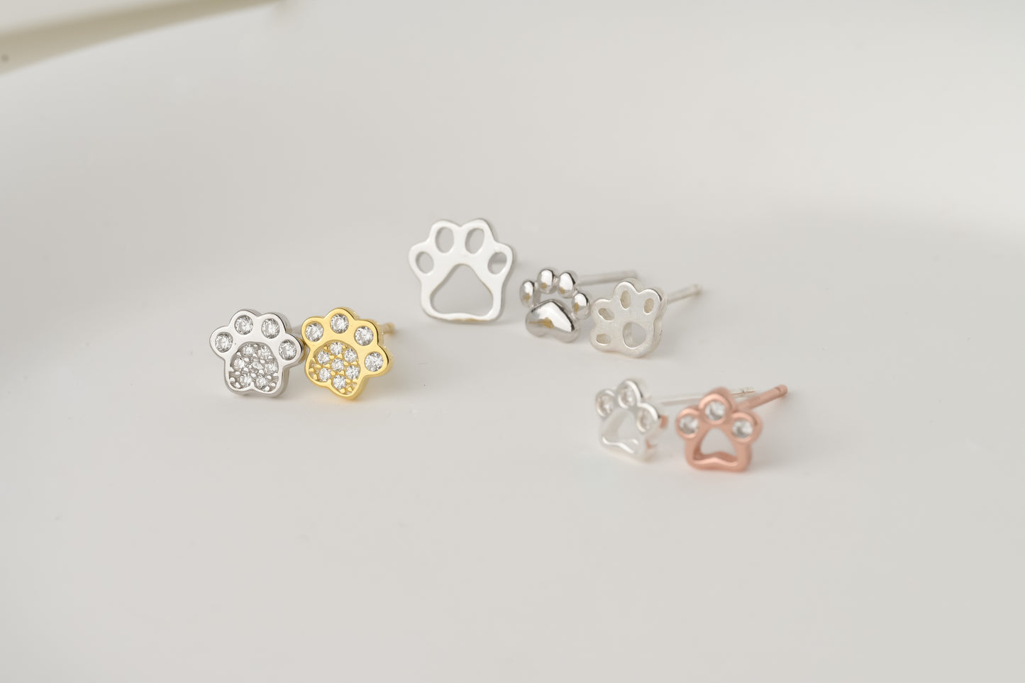 Silver Paw Studs