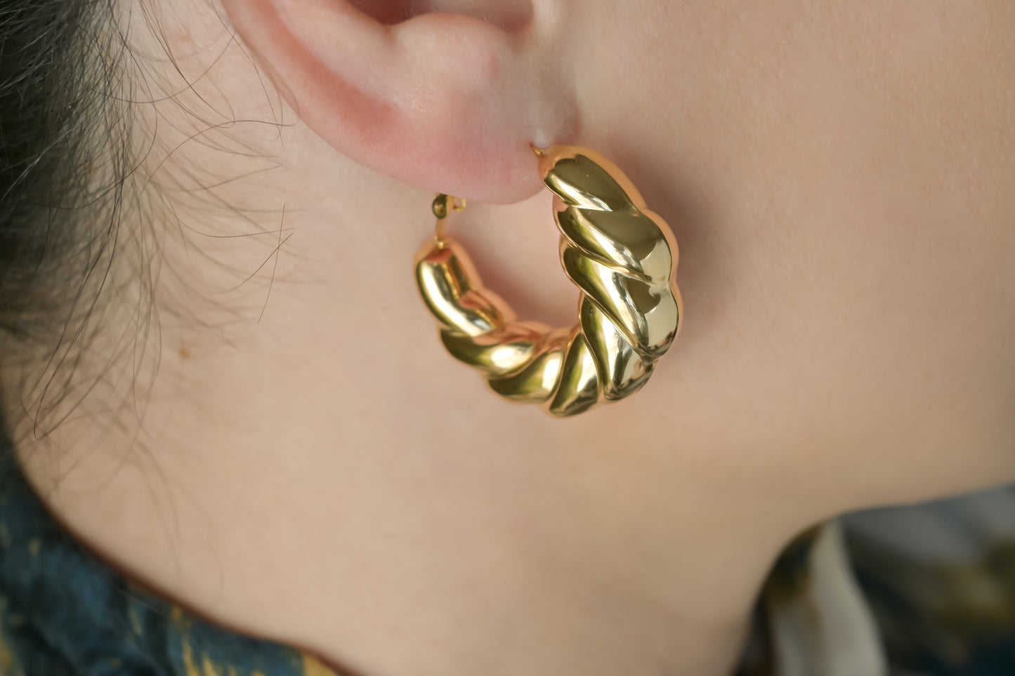 Oversized Puffed Croissant Hoops