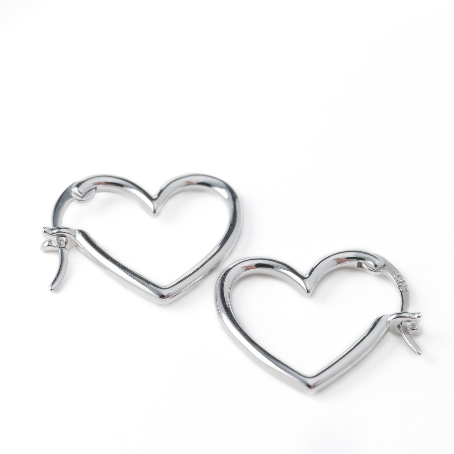 Sterling Silver Medium Sideways Heart Hoops