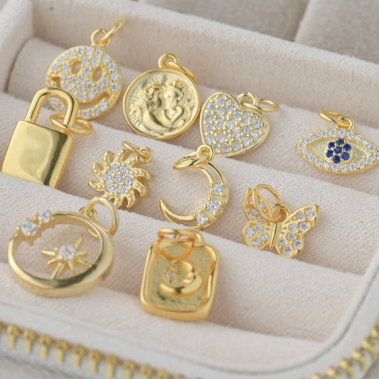 925 Silver Charm Necklace - GOLD