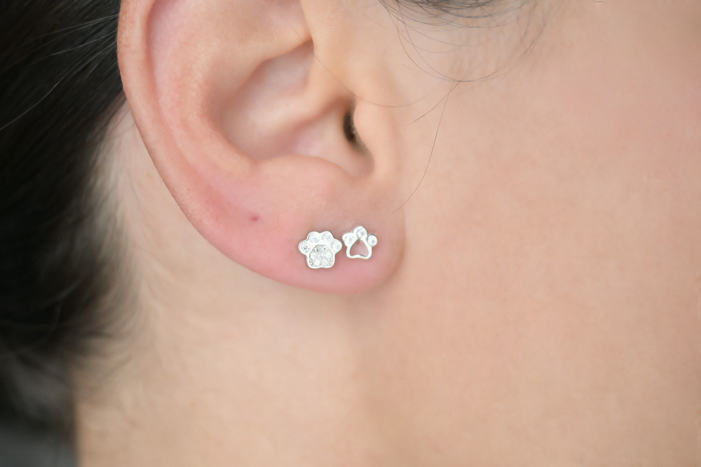 Silver Paw Studs