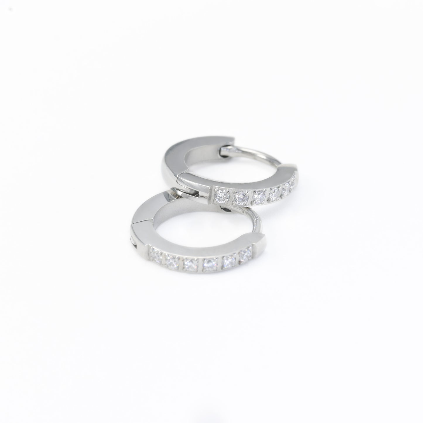 Flat Pave Diamond Hoops