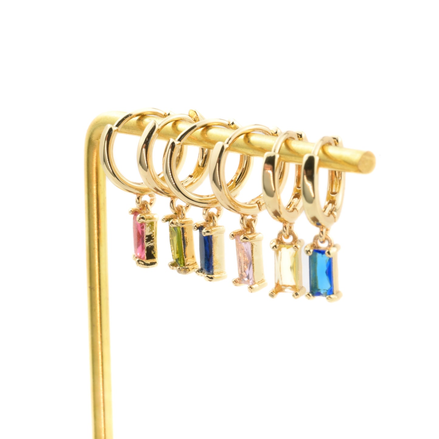 Baguette Birthstone Hoops