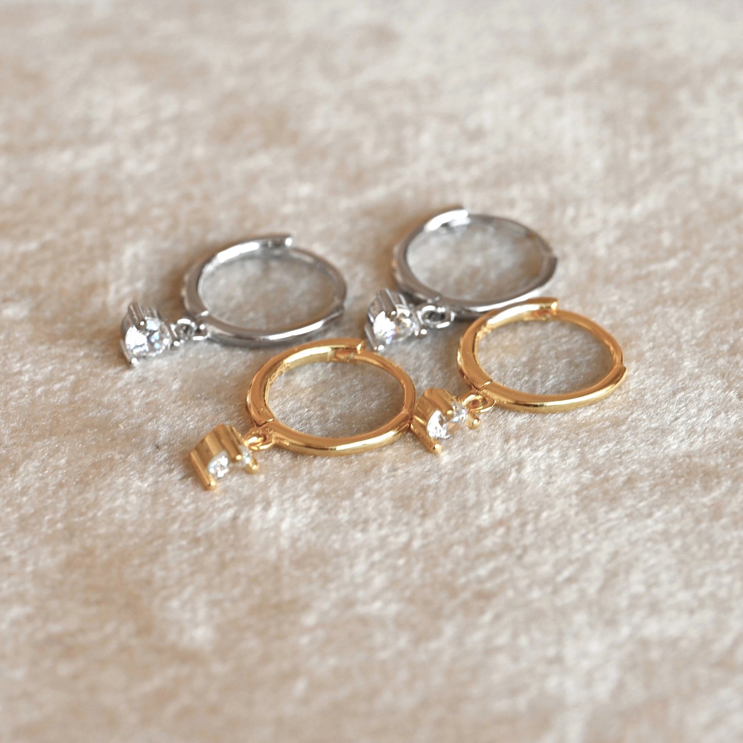 Silver CZ Drop Hoops