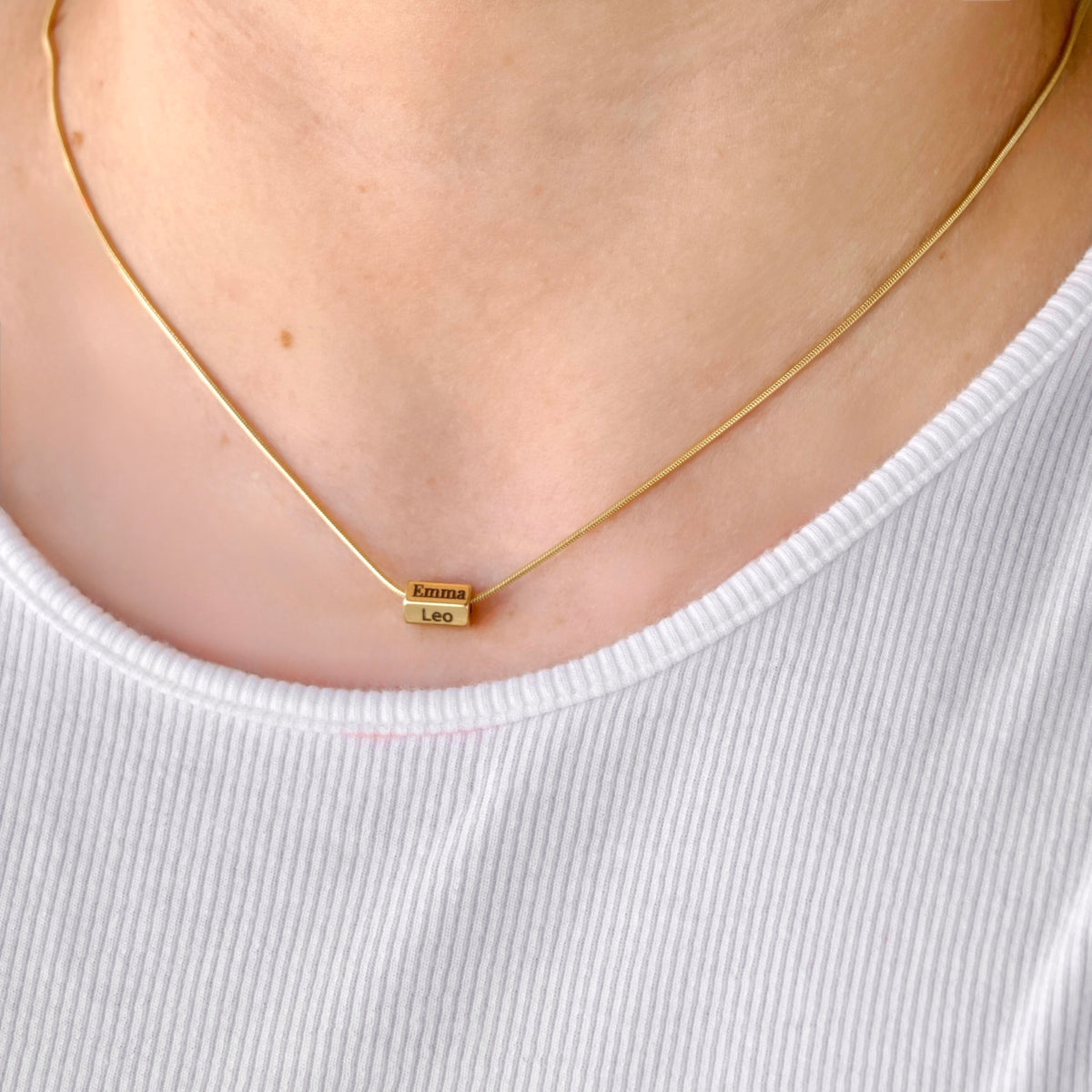 Hexagon Bar Name Necklace - Engraved Waterproof Stainless Steel