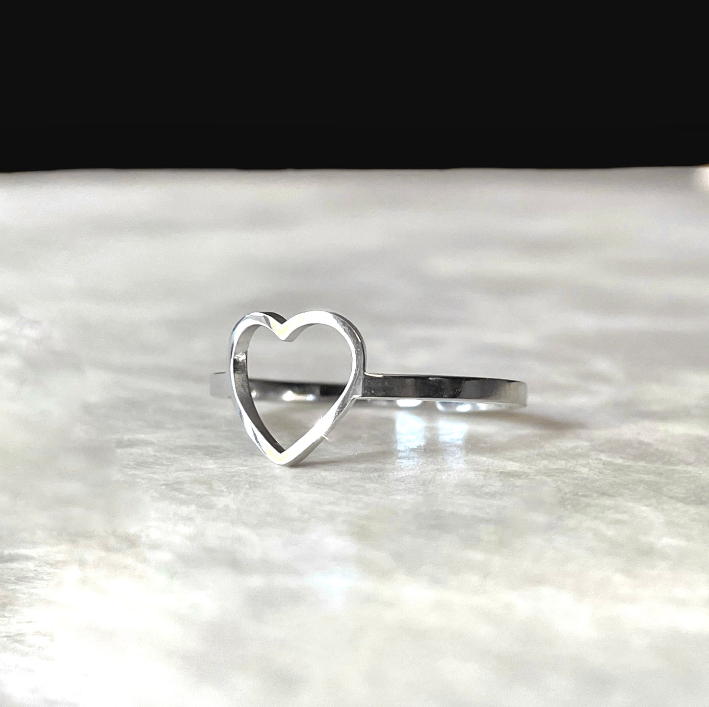 Adjustable Heart Ring, Stainless Steel, Tarnish-free, Gold and Silver