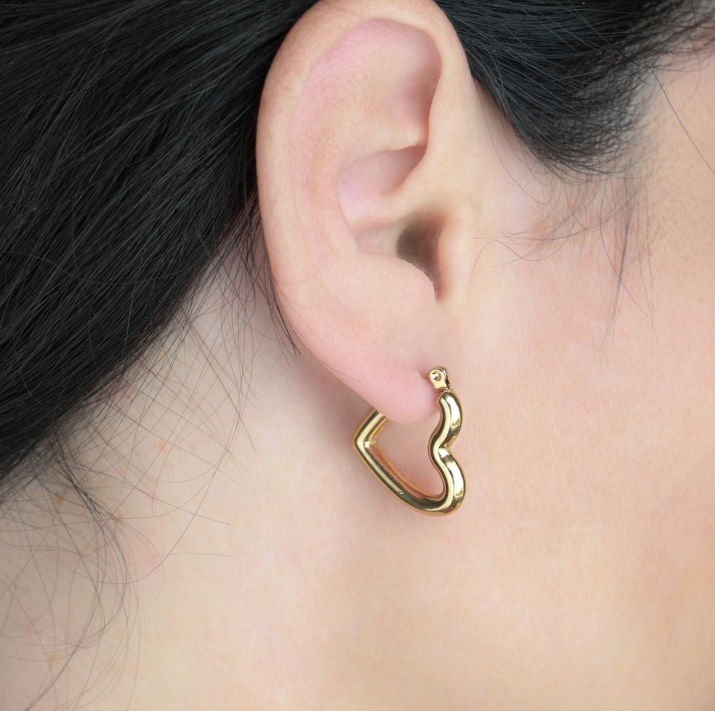 Sterling Silver Medium Sideways Heart Hoops