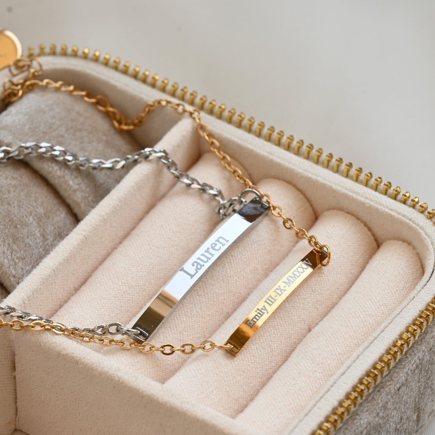 Curved Bar Engraved Bracelet