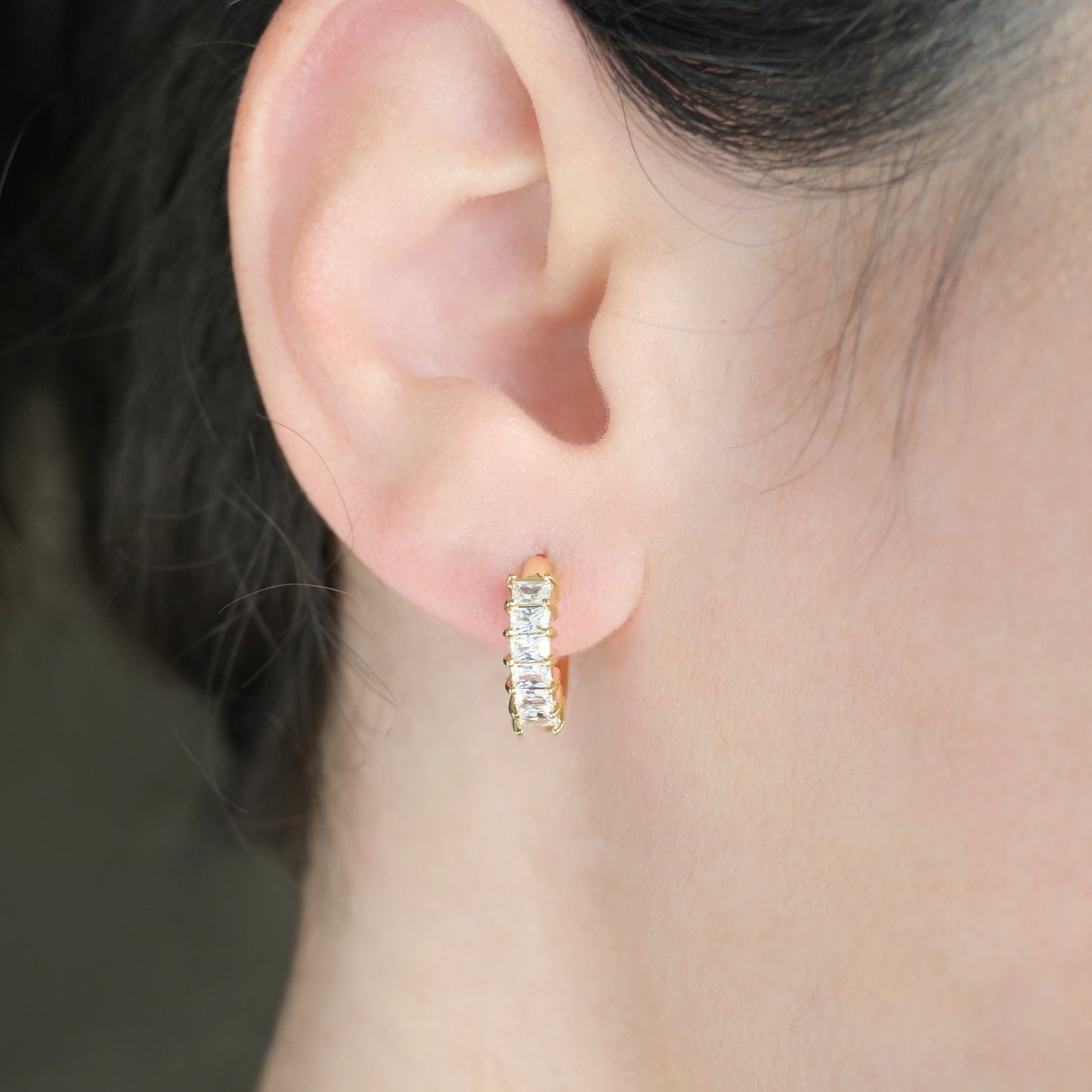 Baguette Diamond Hoops