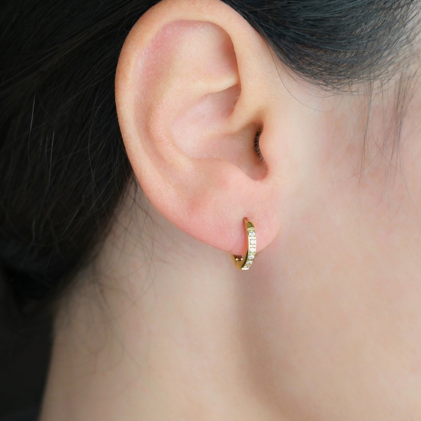 Flat Pave Diamond Hoops