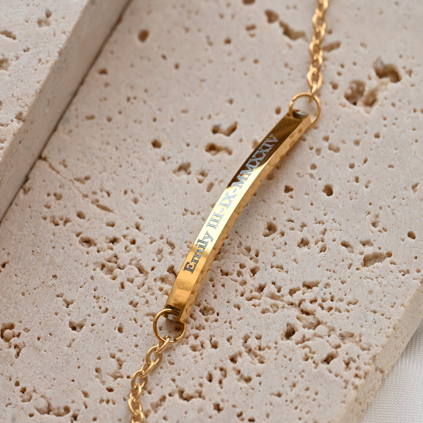 Curved Bar Engraved Bracelet