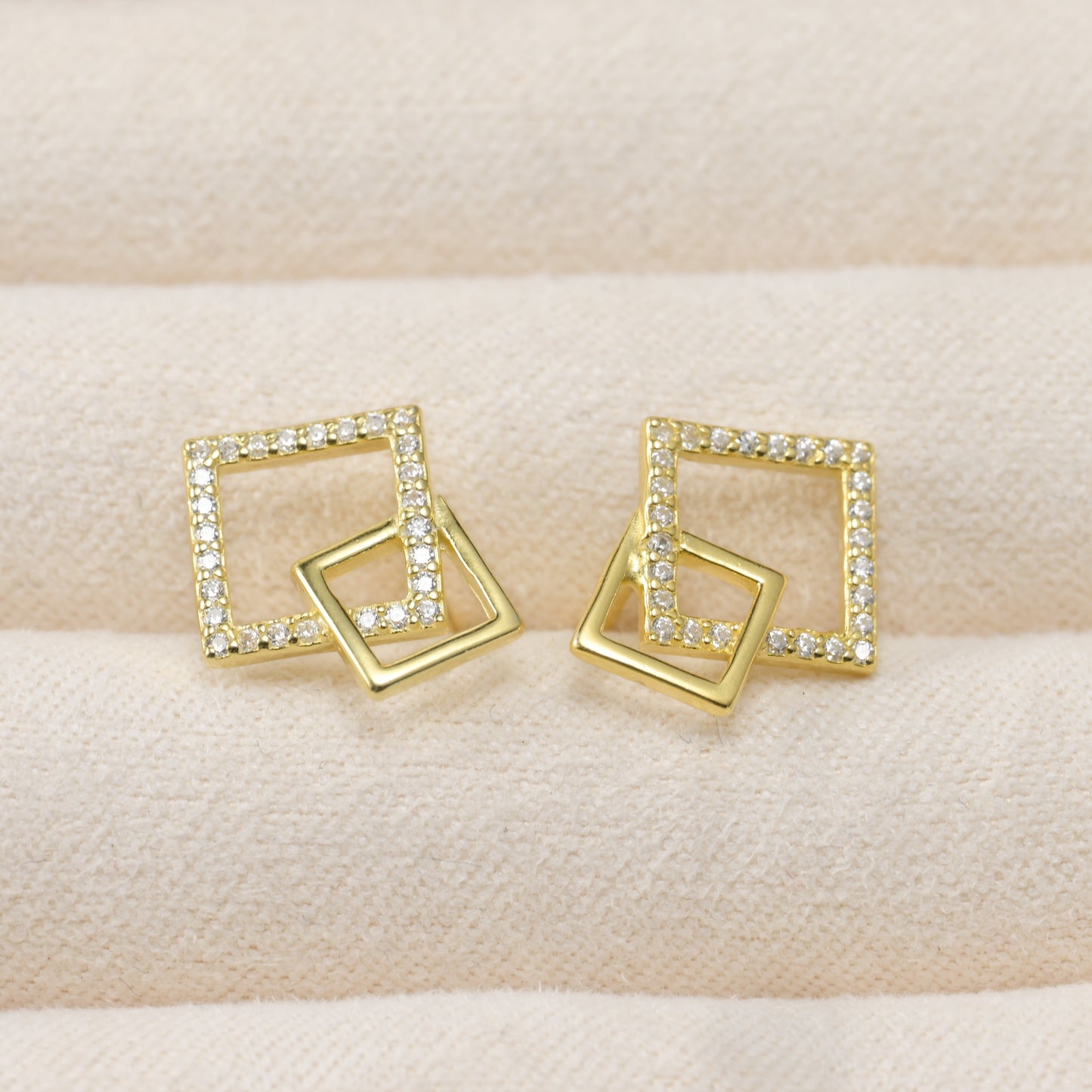 Silver Square Link Studs