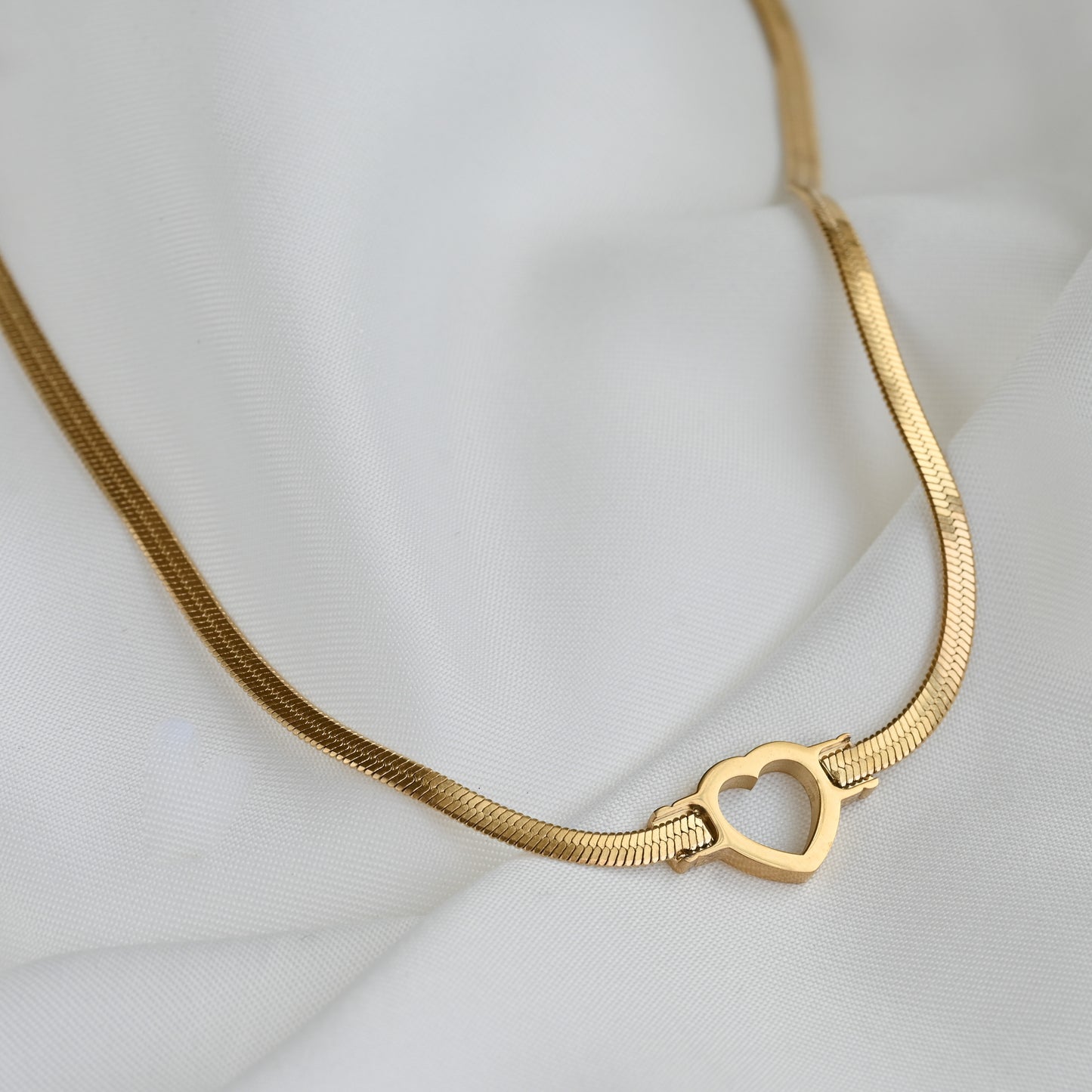 Medium Herringbone Heart Necklace