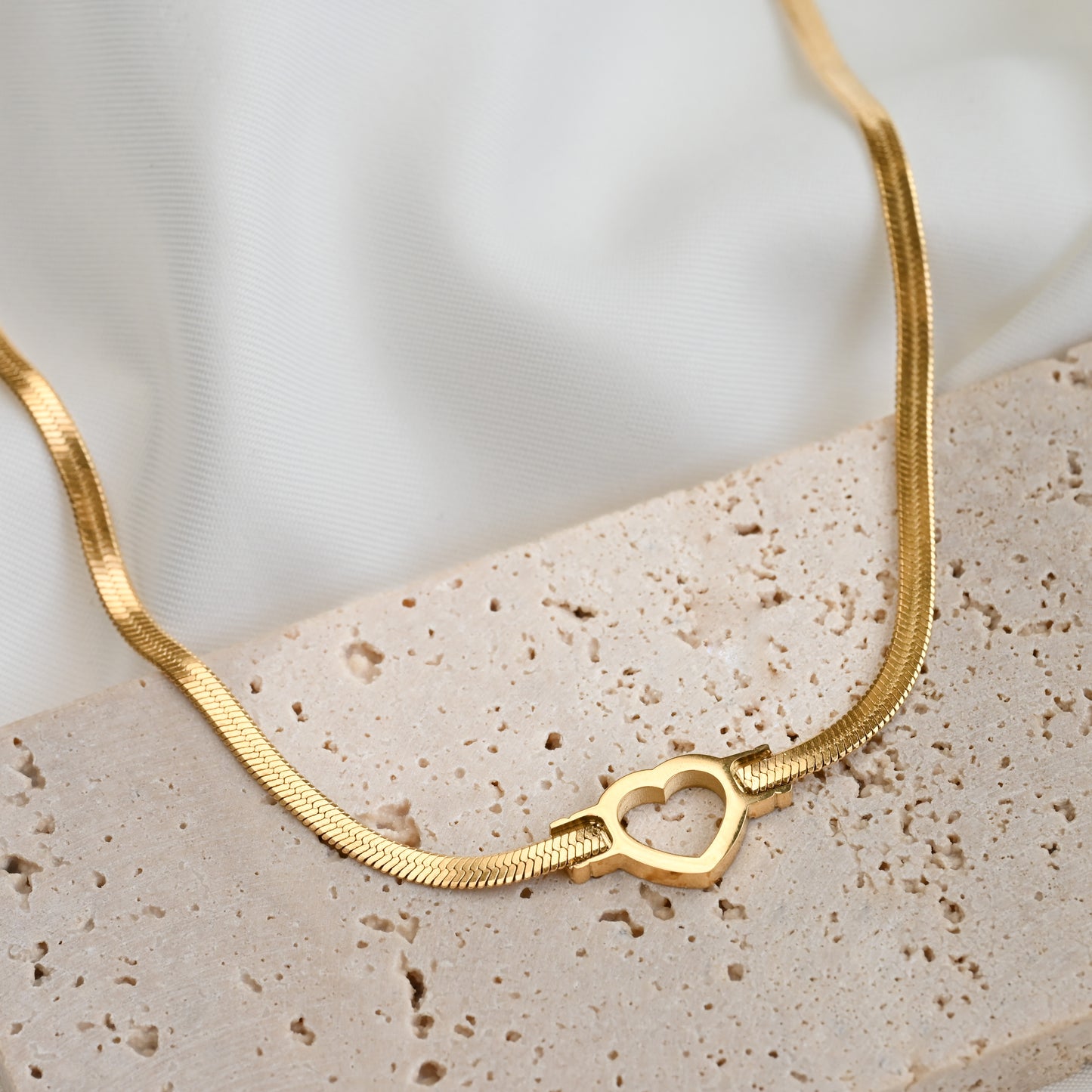 Medium Herringbone Heart Necklace