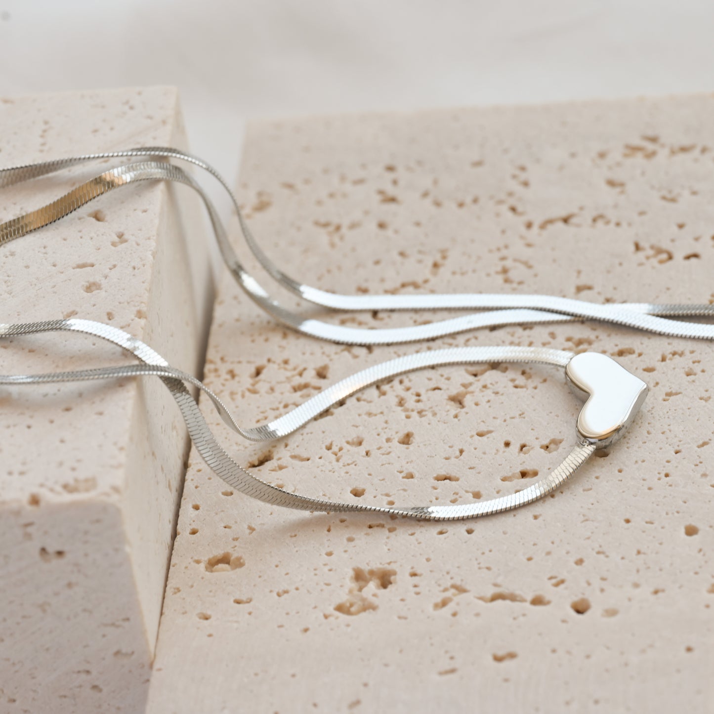 Small Herringbone Heart Necklace