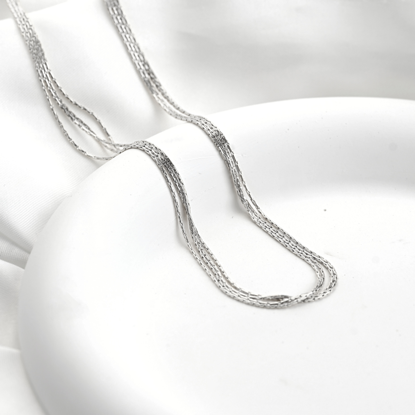 4-layered Sparkle Chain Necklace - Stainless Steel