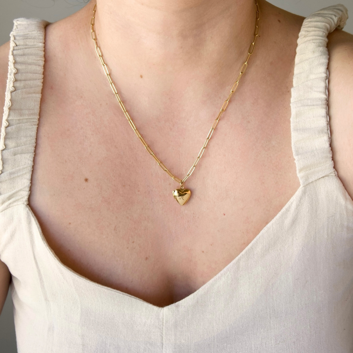 Small Heart Locket Necklace - High-Polish Stainless Steel