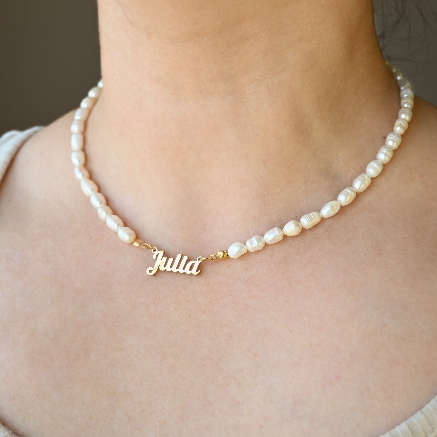 Custom Pearl Name Necklace