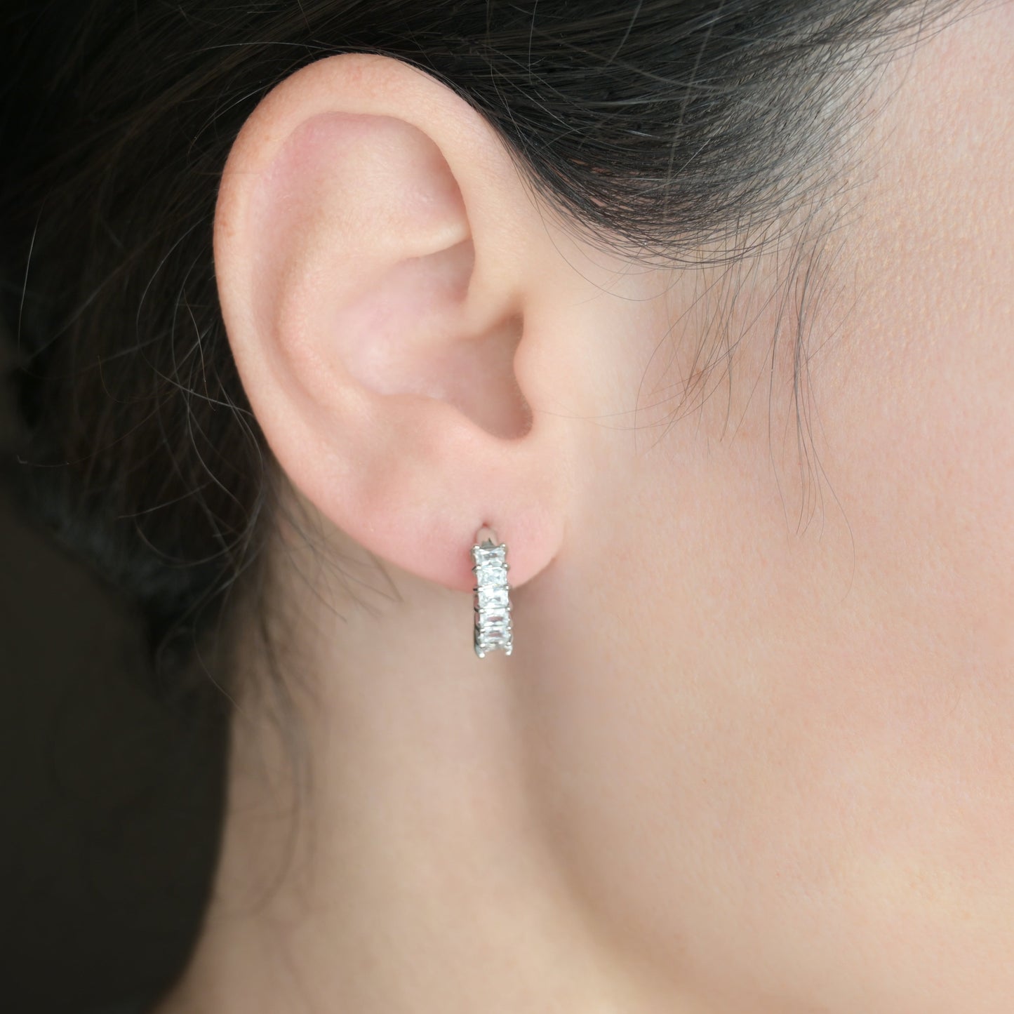 Baguette Diamond Hoops