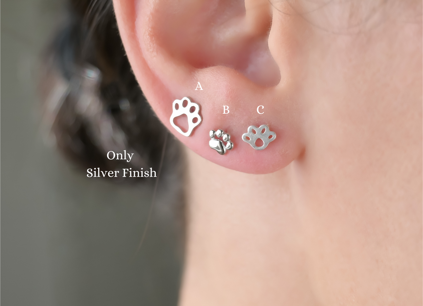 Silver Paw Studs
