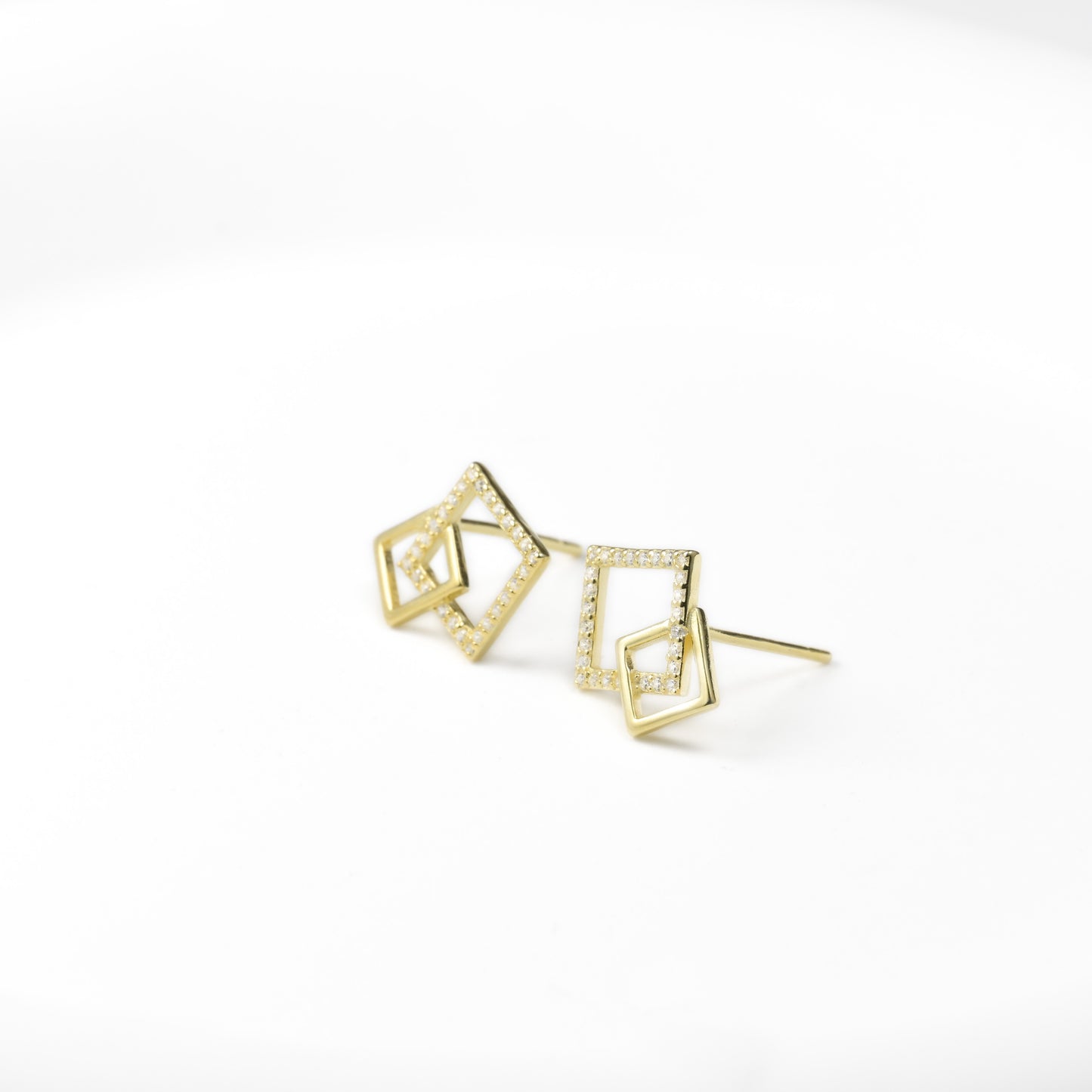 Silver Square Link Studs