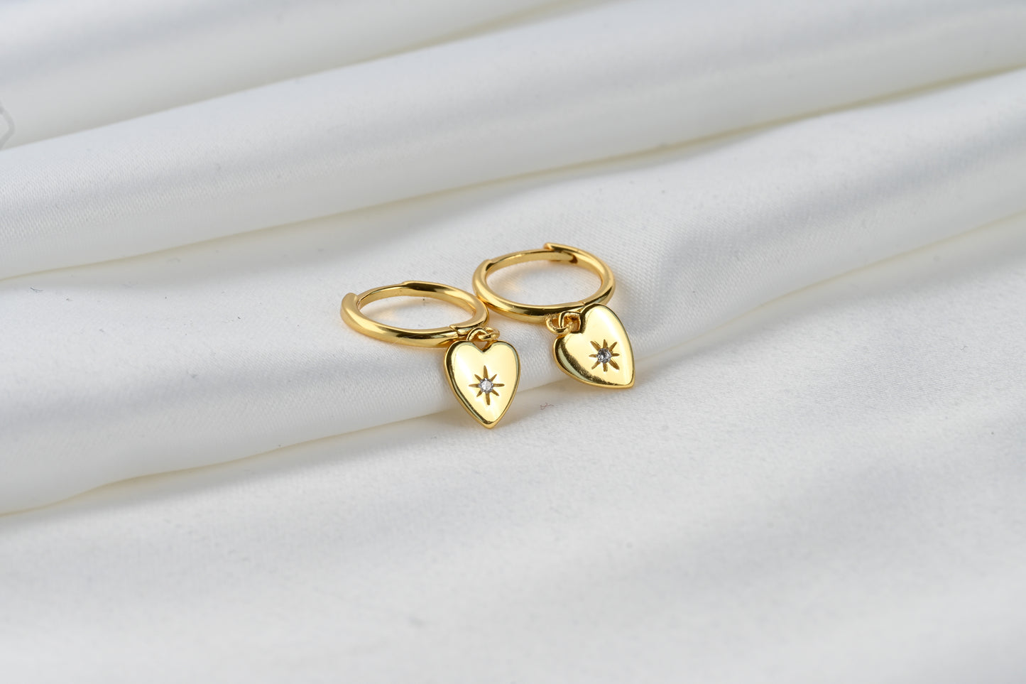 Silver Diamond Charm Hoops