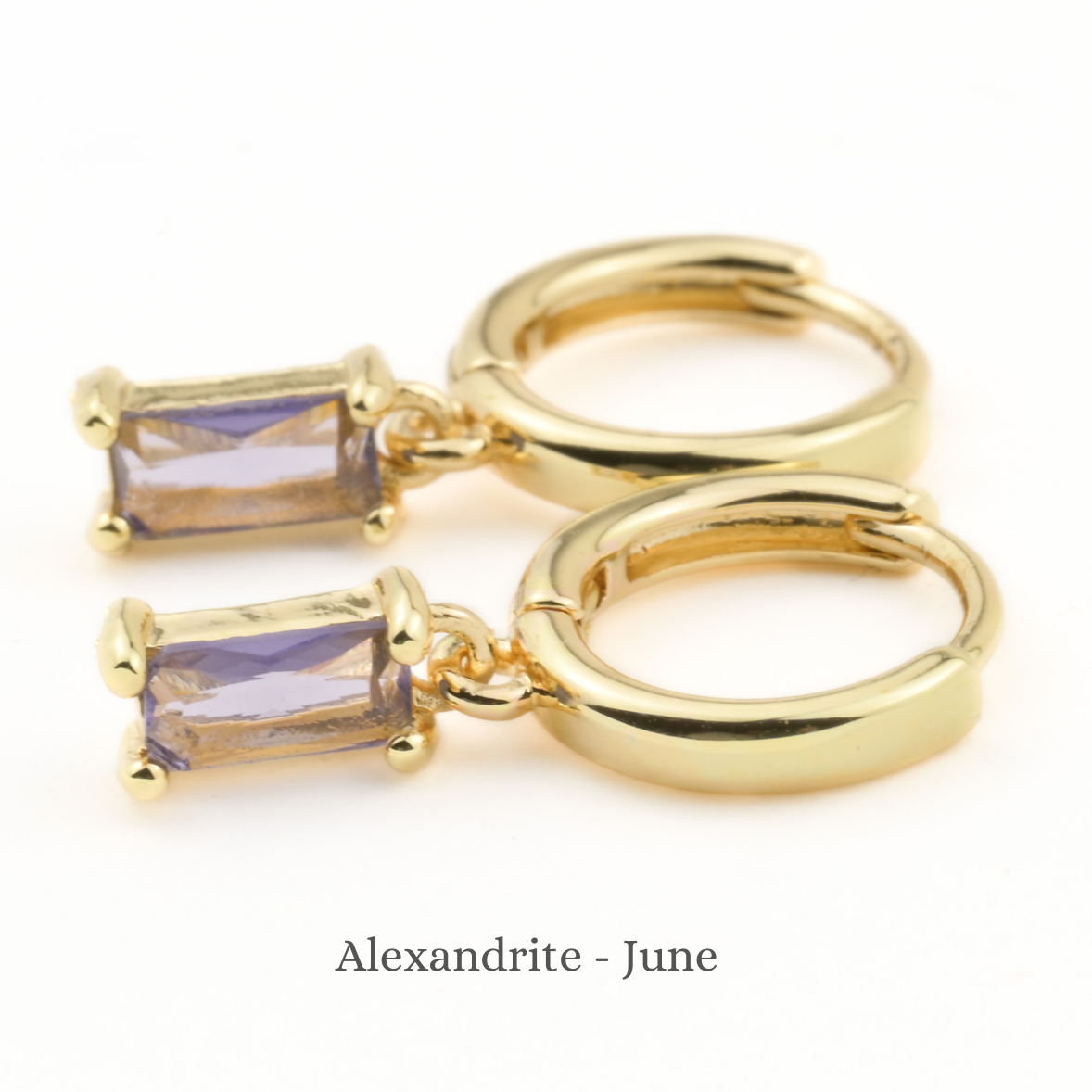 Baguette Birthstone Hoops