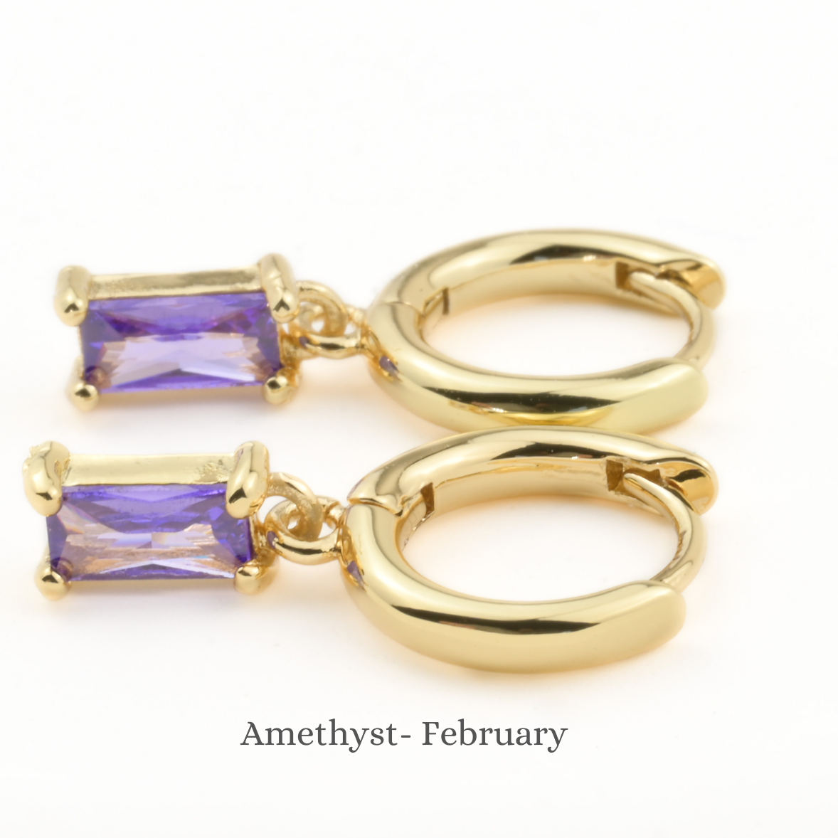 Baguette Birthstone Hoops