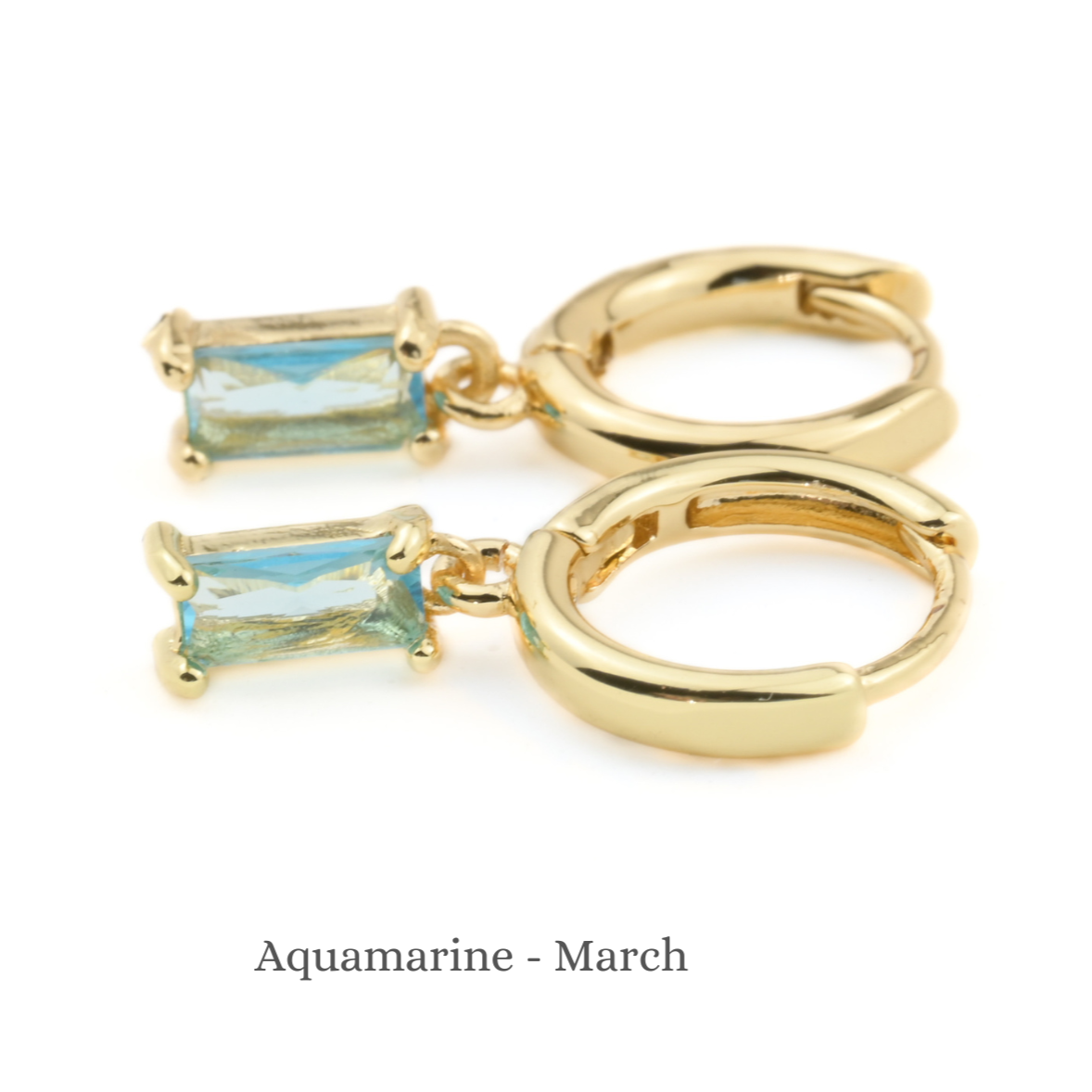 Baguette Birthstone Hoops