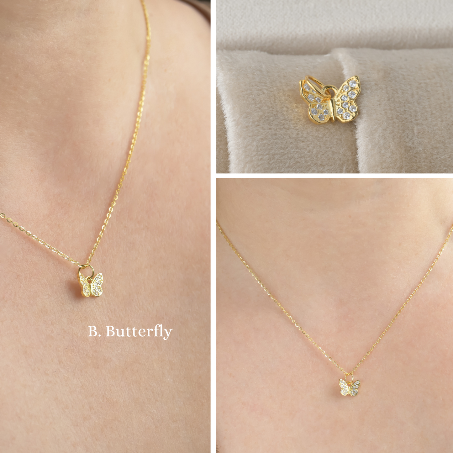 925 Silver Charm Necklace - GOLD