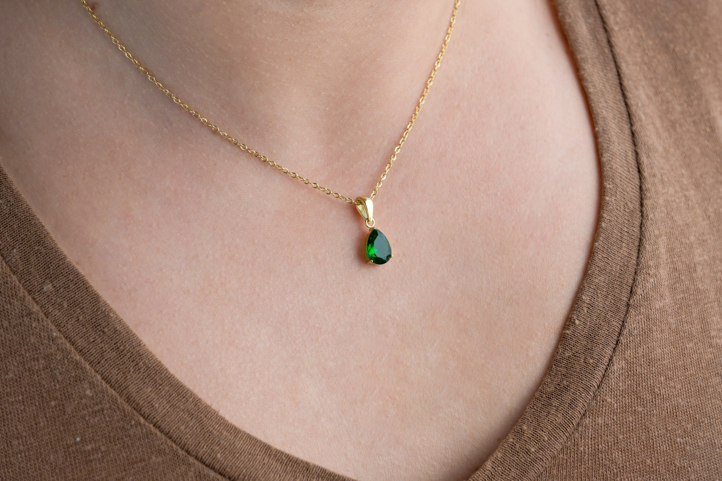 Pear Diamond Necklace - Birthstone Necklace