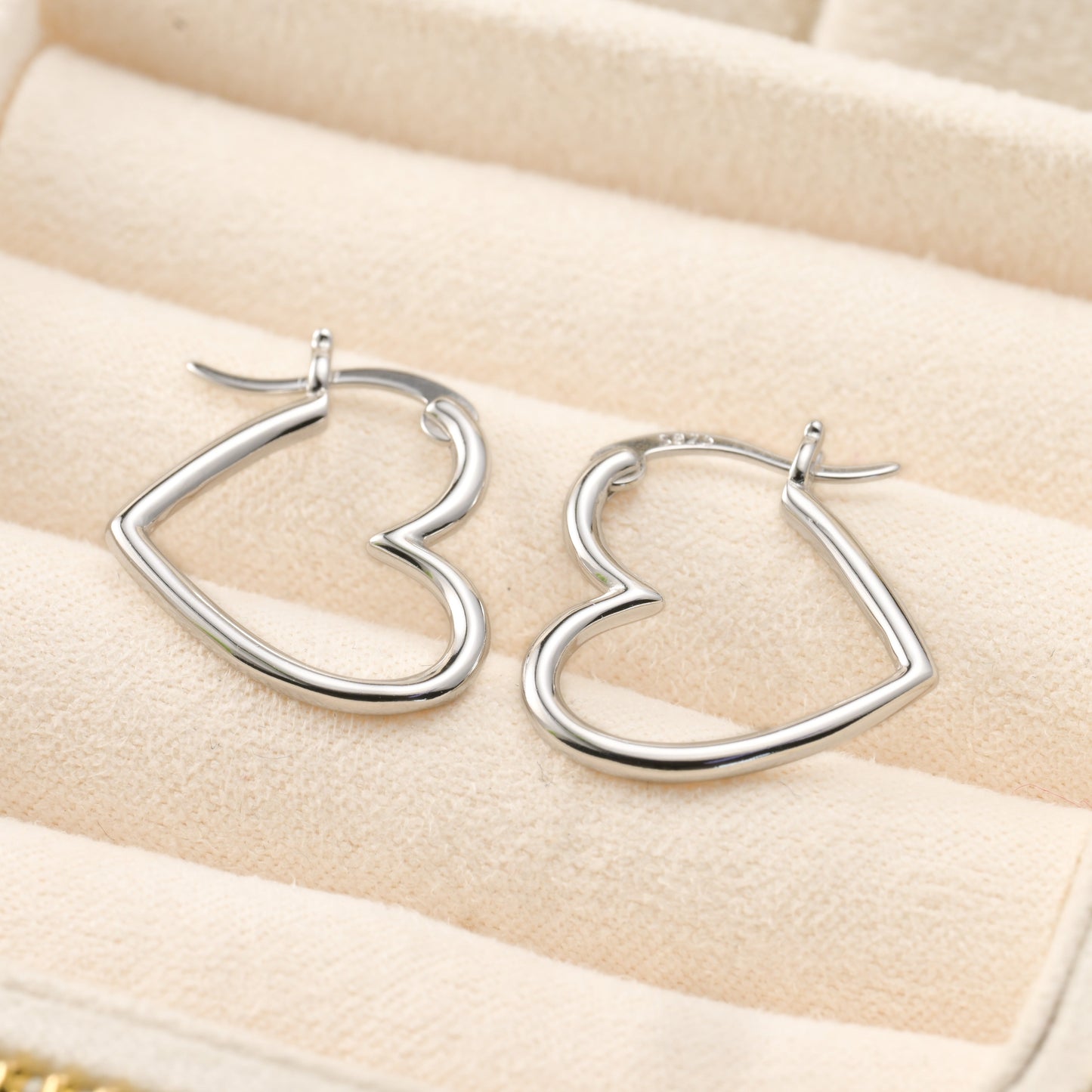 Sterling Silver Medium Sideways Heart Hoops
