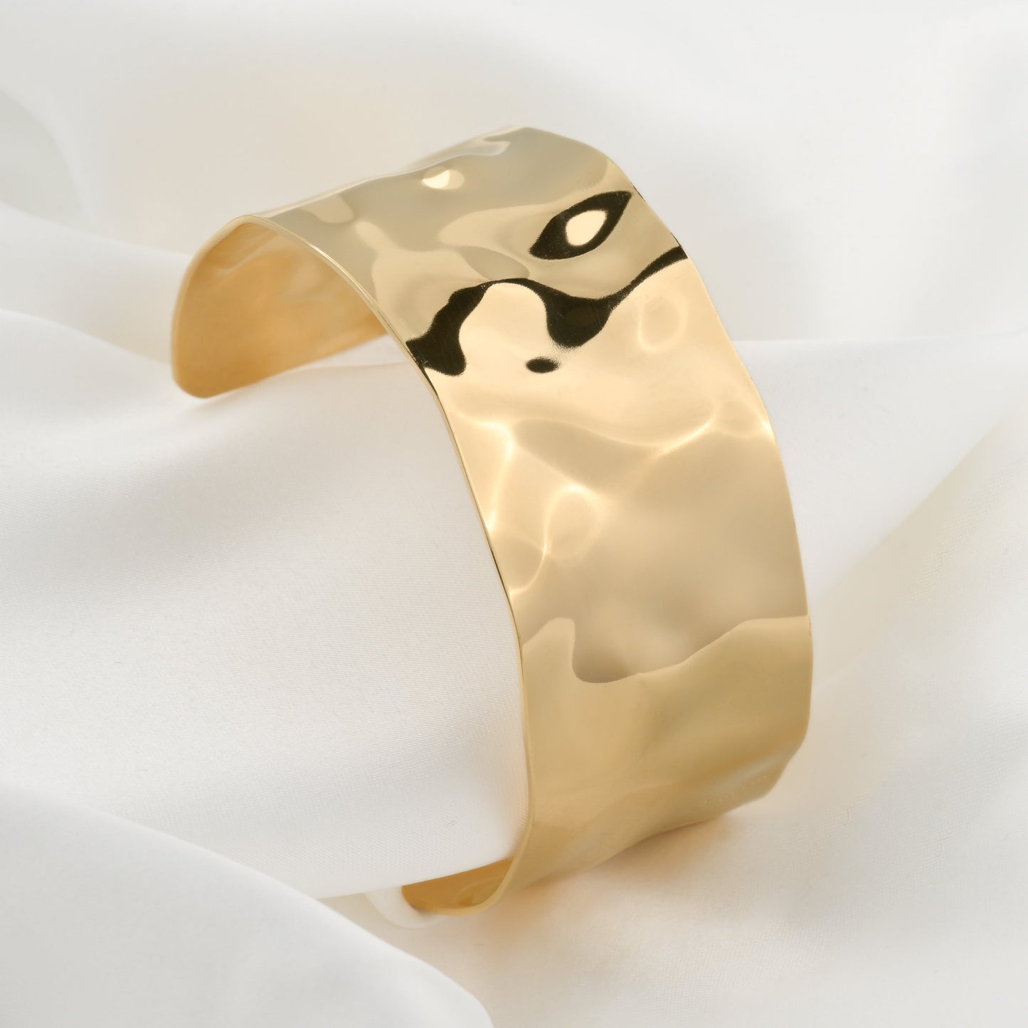 Wide Hammered Cuff Bracelet
