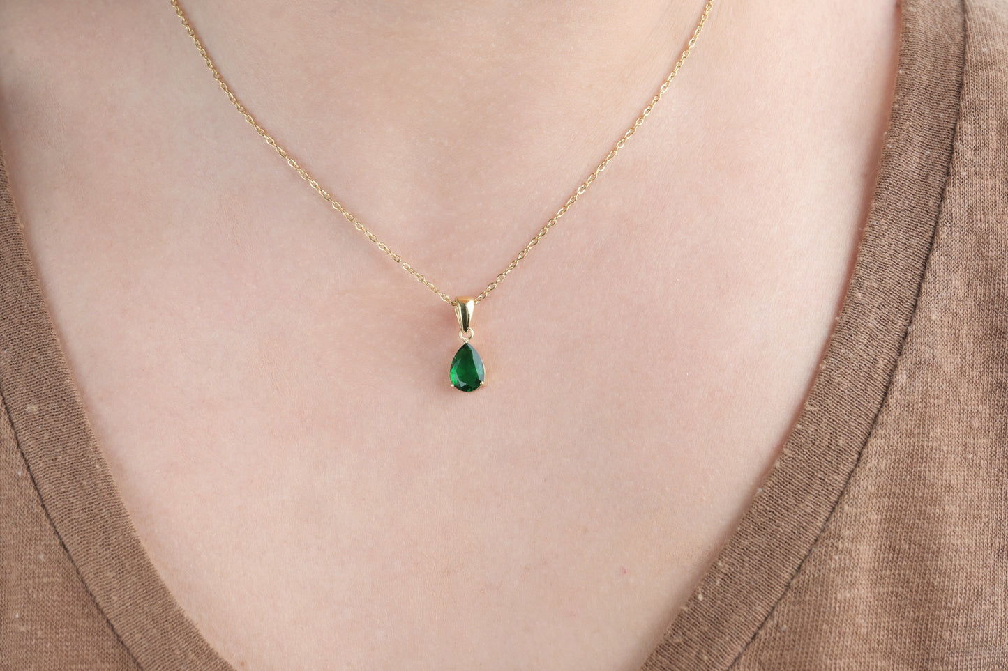 Pear Diamond Necklace - Birthstone Necklace