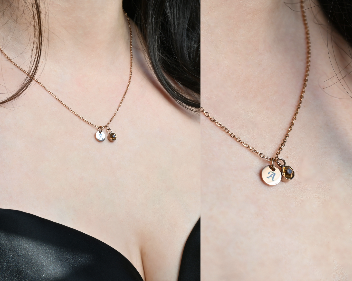Custom Birth Flower, Birthstone and Initial Necklace