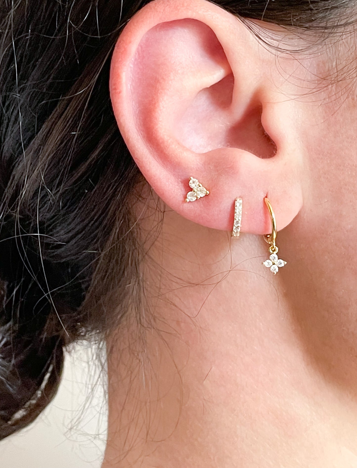 Silver Clover Earring Set