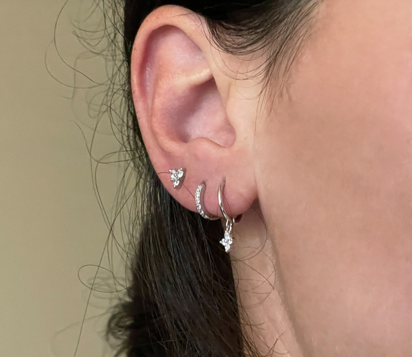 Silver Clover Earring Set