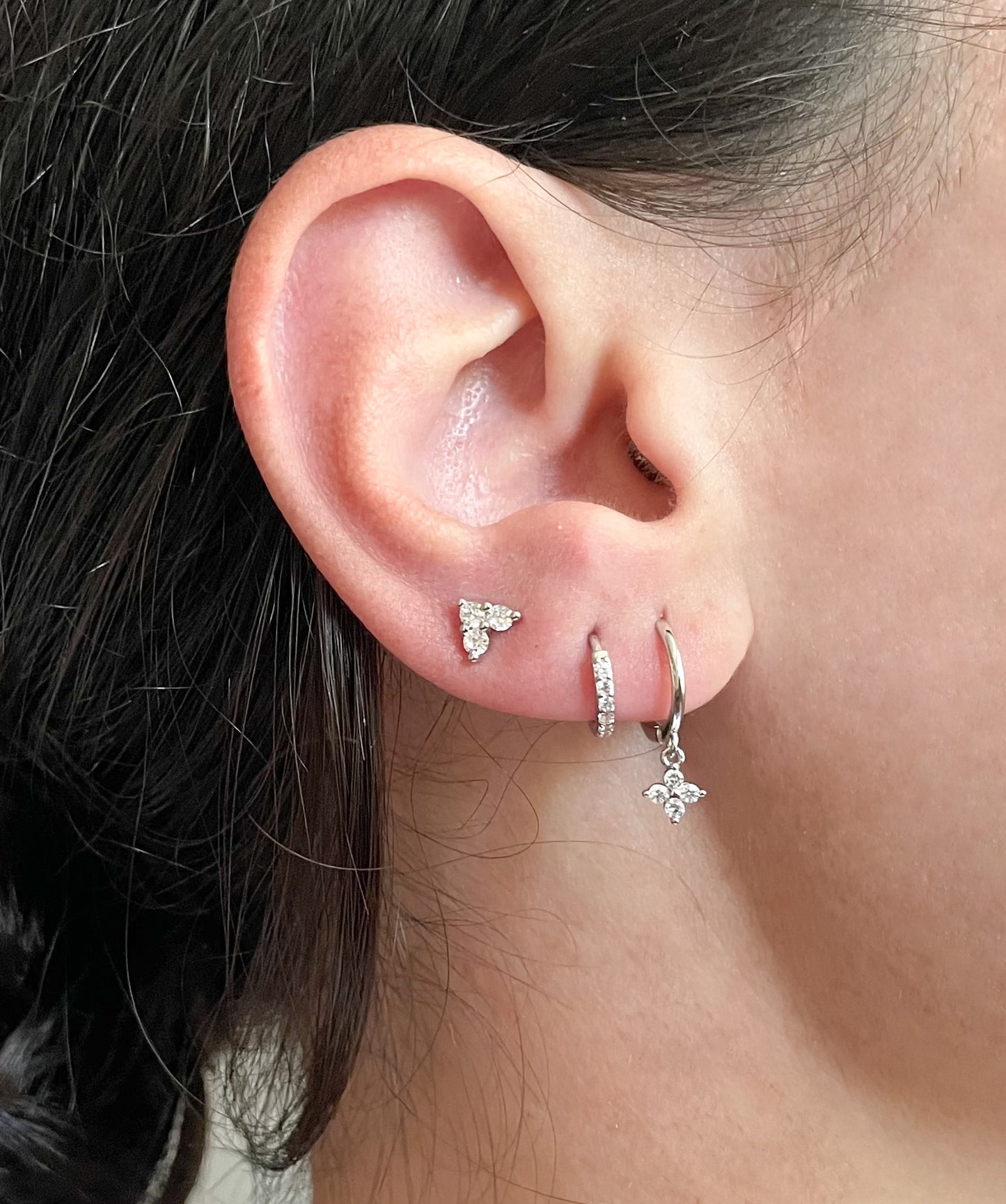 Silver Clover Earring Set