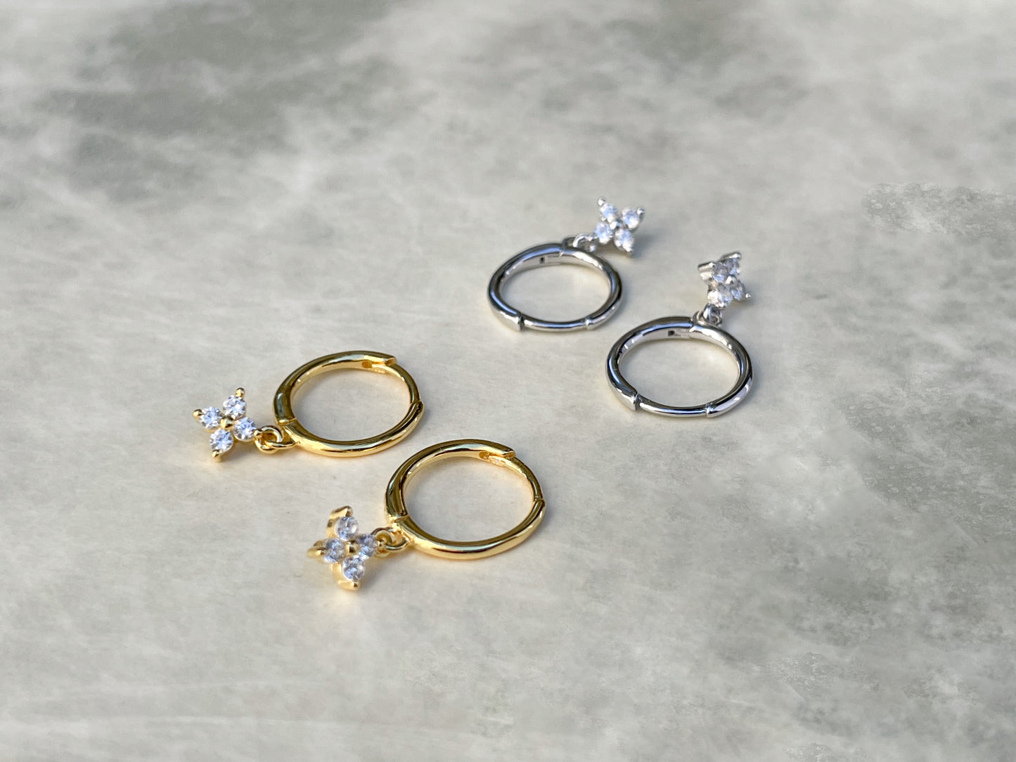 Silver Clover Earring Set