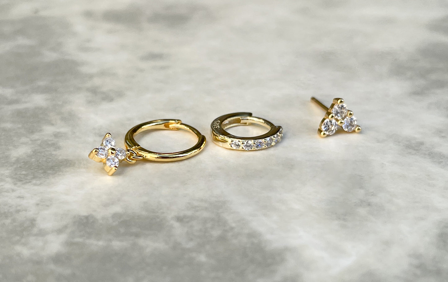 Silver Clover Earring Set