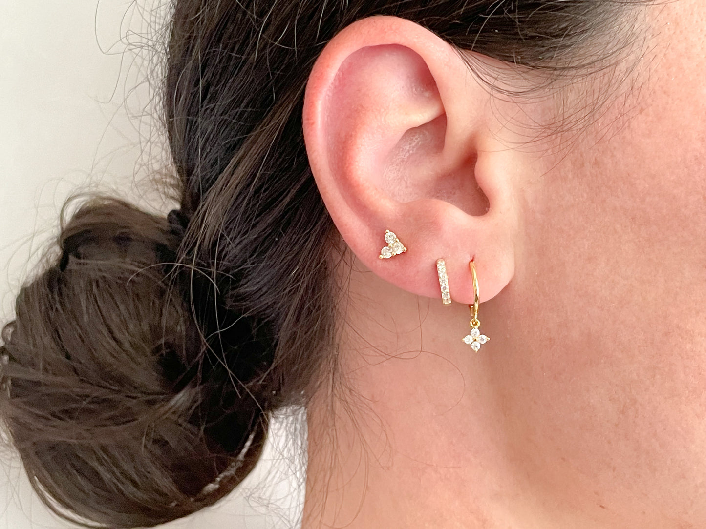 Silver Clover Earring Set