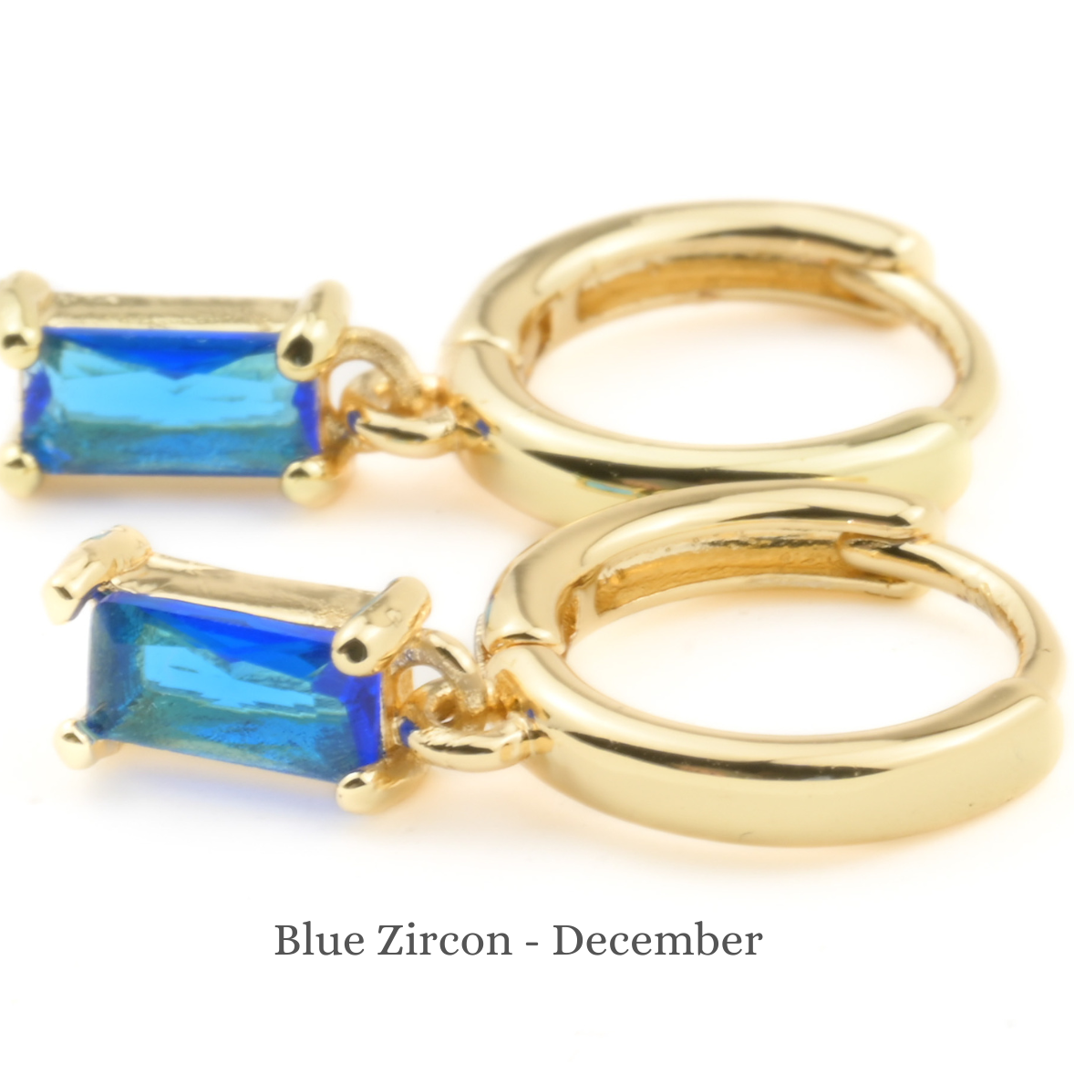 Baguette Birthstone Hoops