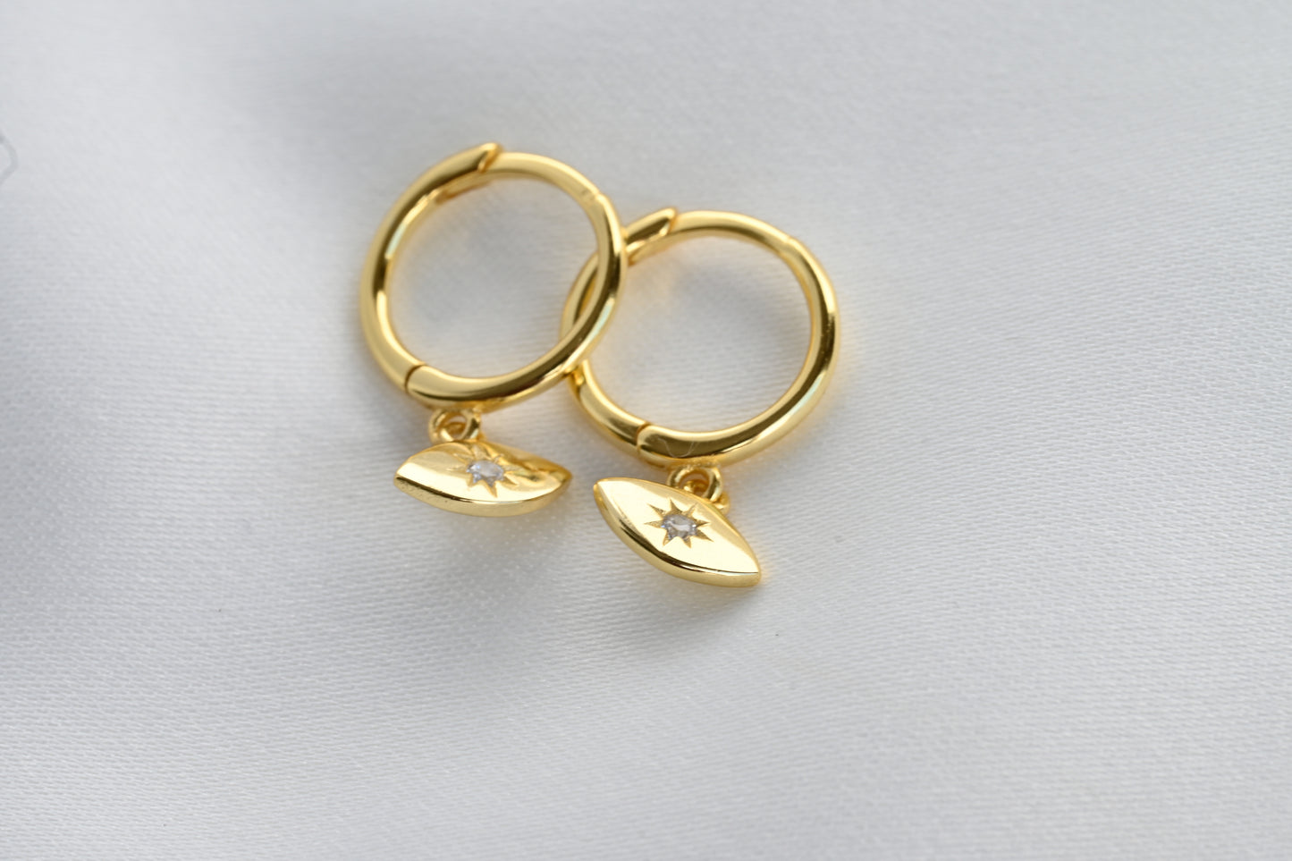 Silver Diamond Charm Hoops