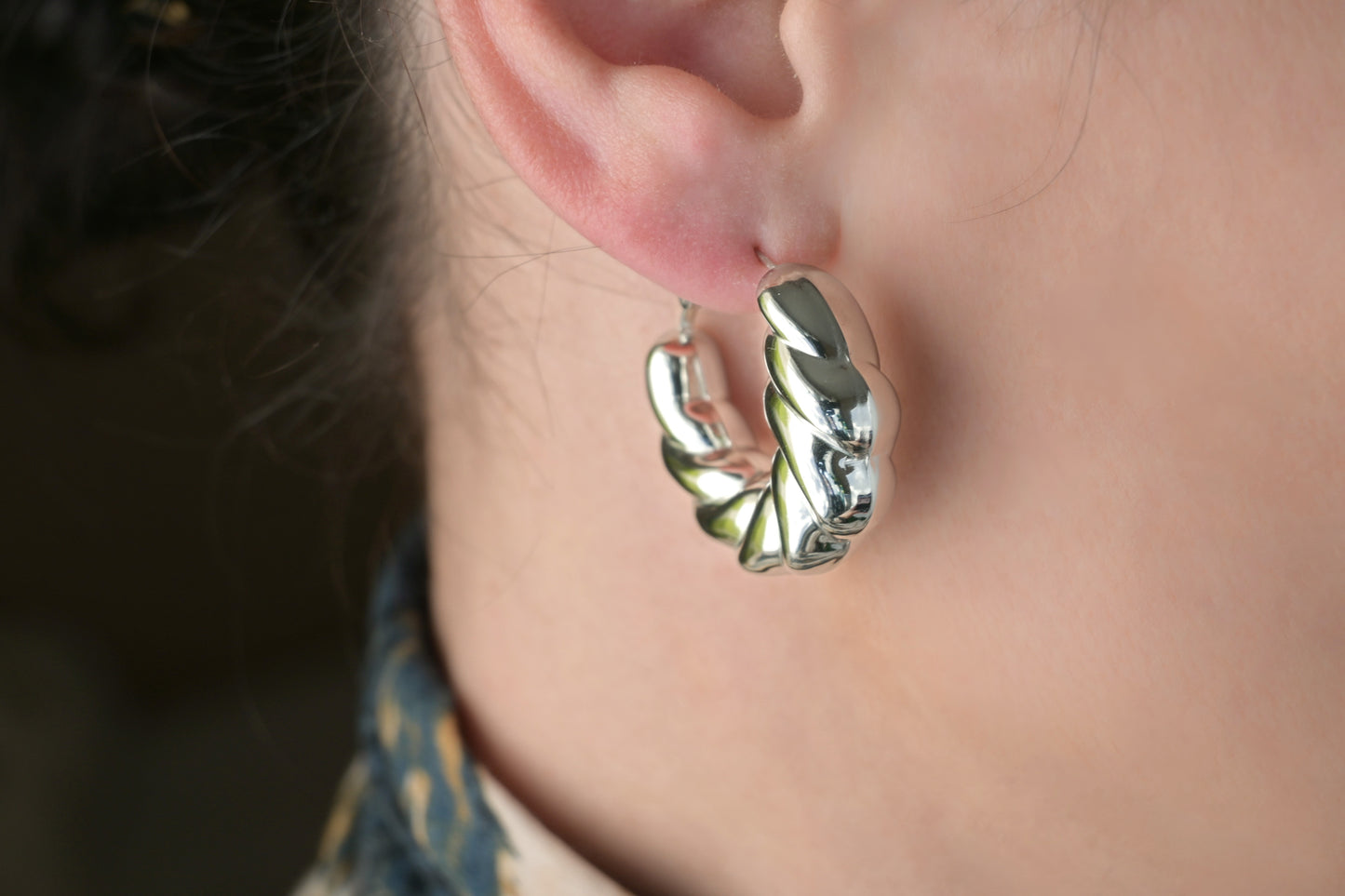 Oversized Puffed Croissant Hoops