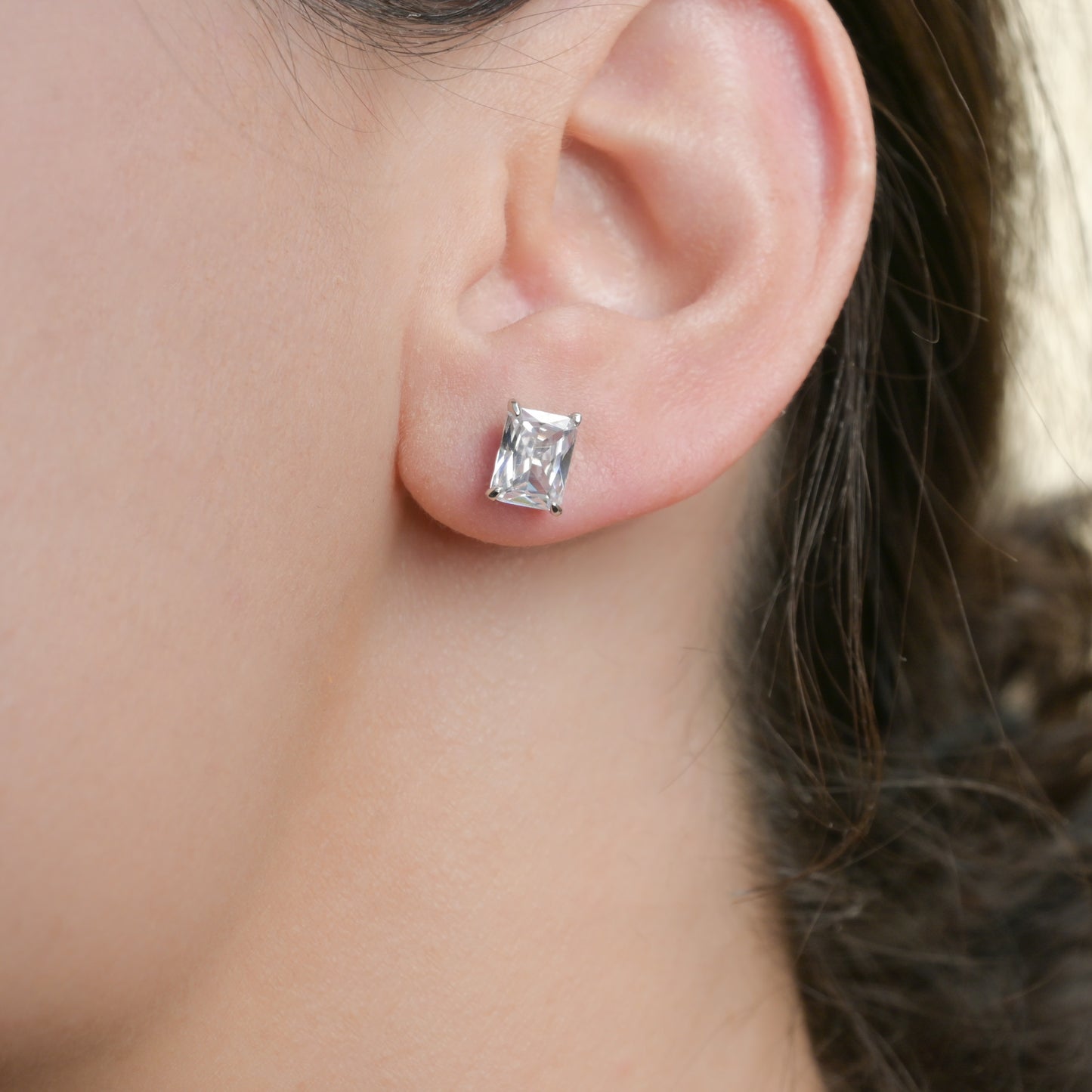Cushion-cut Diamond Studs